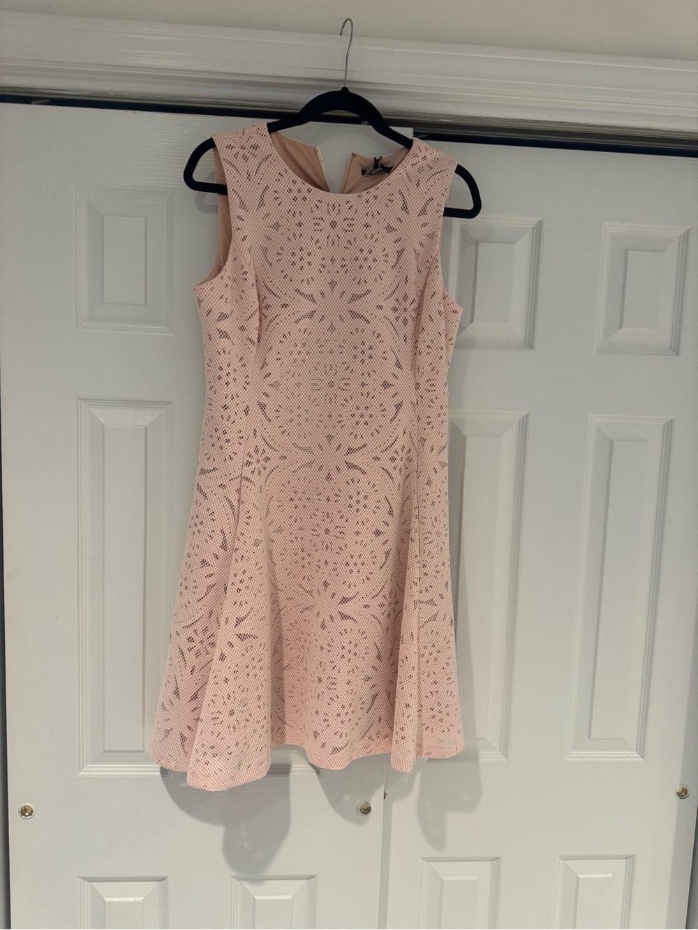 DKNY Blush Pink Laser-Cut Fit & Flare Mini Dress